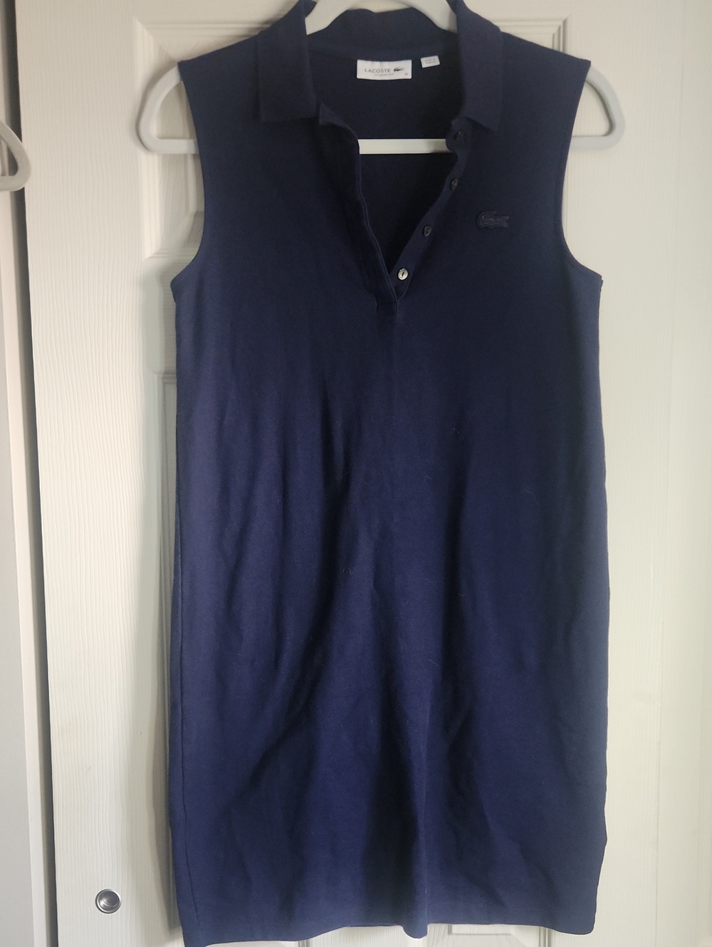 Lacoste Sleeveless Polo Shift Dress in Navy Blue